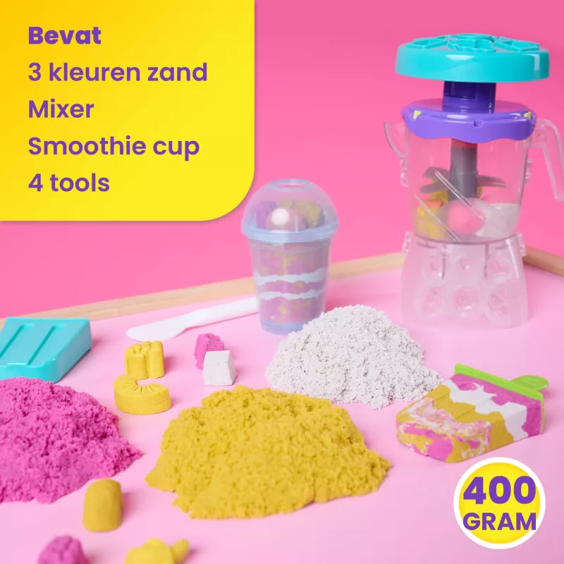 Kinetic Sand, set de juego batidora de smoothies, relleno de cesta de Pascua, incluye 14 oz de arena moldeable, herramientas y molde de helado, juguete de comida de juguete