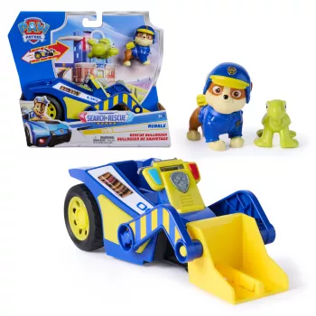 PAW Patrol: Search & Rescue, Rubble Rescue Bulldozer vehículo con 2 figuras, coche de policía de juguete con acción de retroceso, juguete para niños y niñas a partir de 3 años