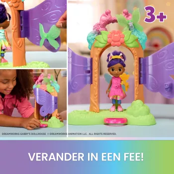 Gabby's Dollhouse Fairylandia, Fairy Magic Reveal set de juego con función de transformación y accesorios de casa de muñecas, juguete para niñas y niños a partir de 3 años