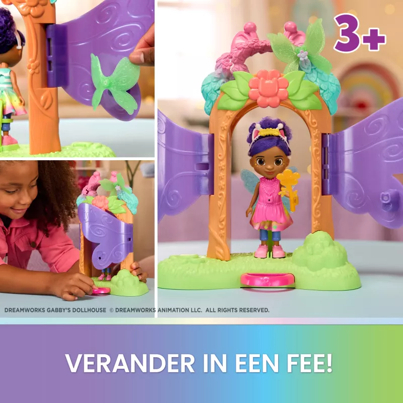 Gabby's Dollhouse Fairylandia, Fairy Magic Reveal set de juego con función de transformación y accesorios de casa de muñecas, juguete para niñas y niños a partir de 3 años