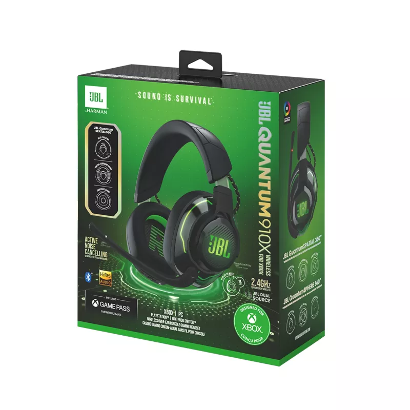 JBL Quantum 910X Auriculares con cable e inalámbricos Diadema Gaming USB Type-C Bluetooth Negro, Verde