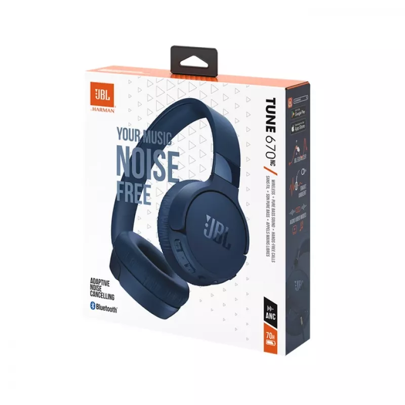 JBL Tune 670 NC auriculares con cable e inalámbricos de diadema llamadas/música USB Type-C Bluetooth azul