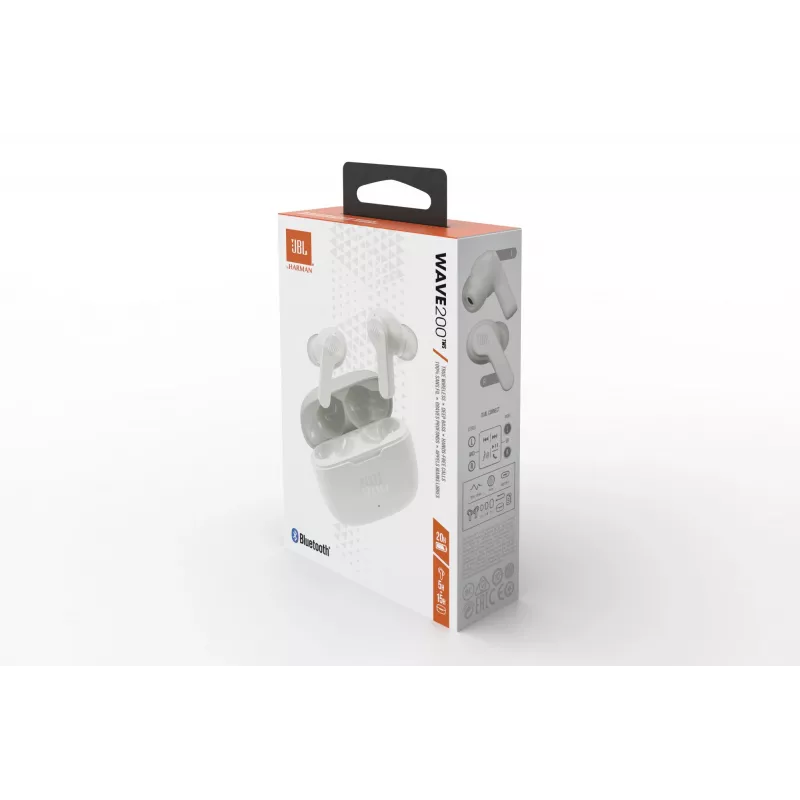 JBL Wave 200 TWS WEISS, inalámbricos, 20 - 20000 Hz, música, 48 g, auriculares, blanco