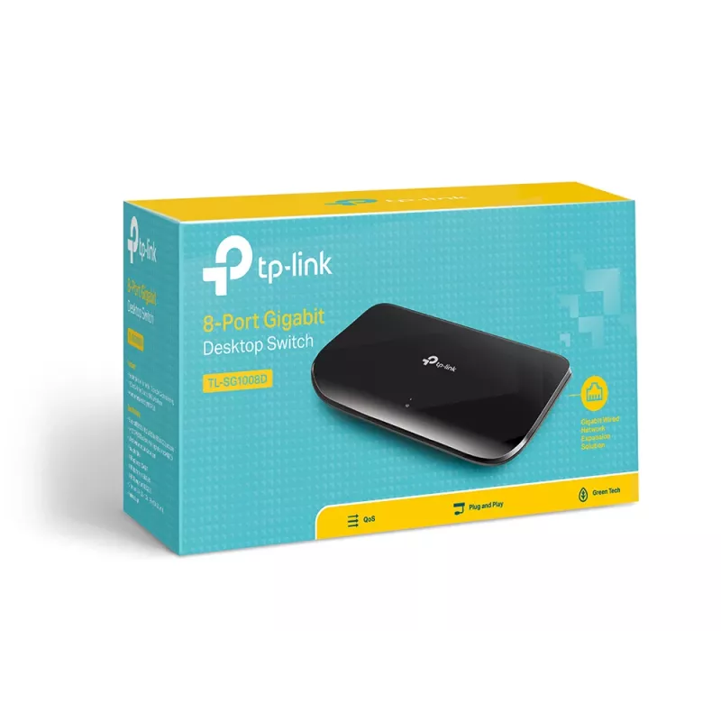 TP-Link switch de red Gigabit de escritorio de 8 puertos, no gestionado, Gigabit Ethernet (10/100/1000), montaje en pared posible