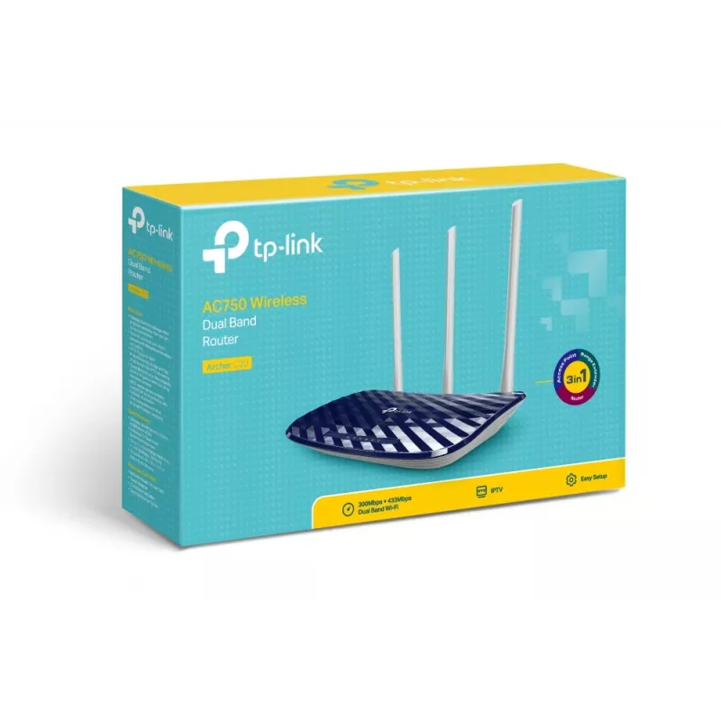 TP-Link Router Wi-Fi AC750 Fast Ethernet Dual-Band (2,4 GHz / 5 GHz) Negro, Blanco
