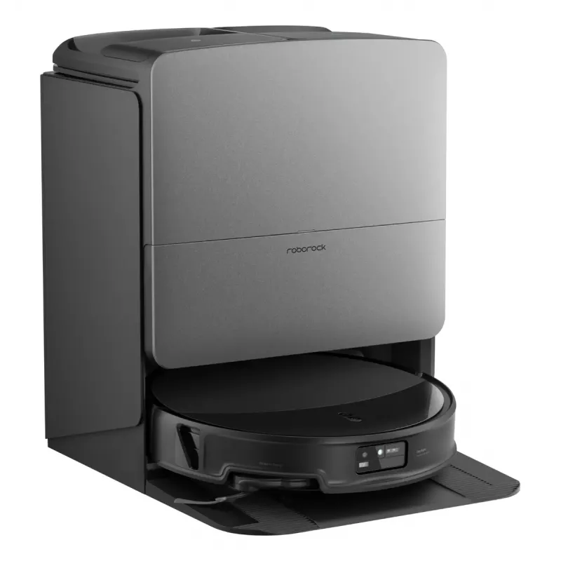 Robot aspirador Roborock SAROS 20X — redondo, 0,259 L de depósito de polvo, 6400 mAh, 200 min de autonomía, base con 2,5 L de polvo, limpieza de mopa, negro