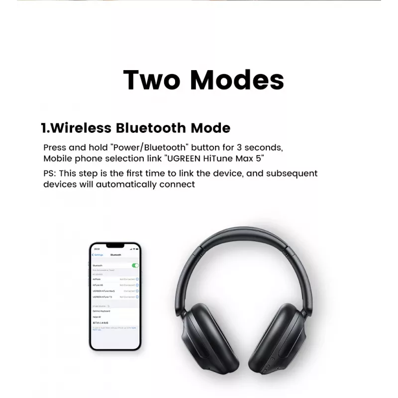 Ugreen HiTune Max5 auricular con cable e inalámbrico diadema llamadas/música Bluetooth negro