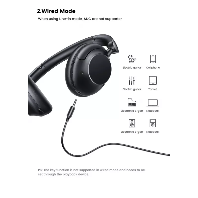 Ugreen HiTune Max5 auricular con cable e inalámbrico diadema llamadas/música Bluetooth negro