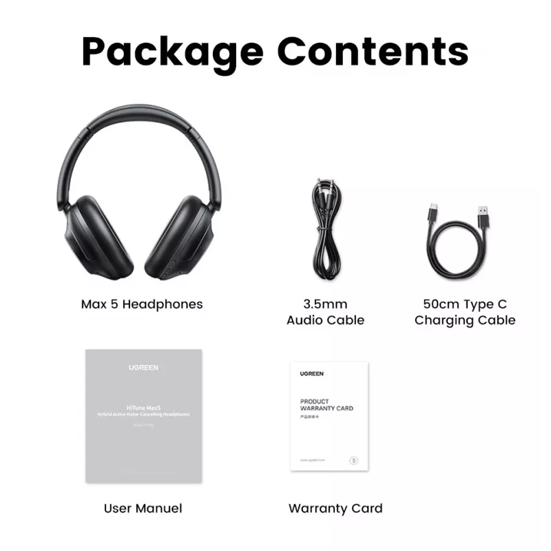 Ugreen HiTune Max5 auricular con cable e inalámbrico diadema llamadas/música Bluetooth negro