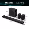 Barra de sonido Hisense AX5140Q 5.1.4 Dolby Atmos, 600 W RMS, subwoofer inalámbrico 280 W, negro
