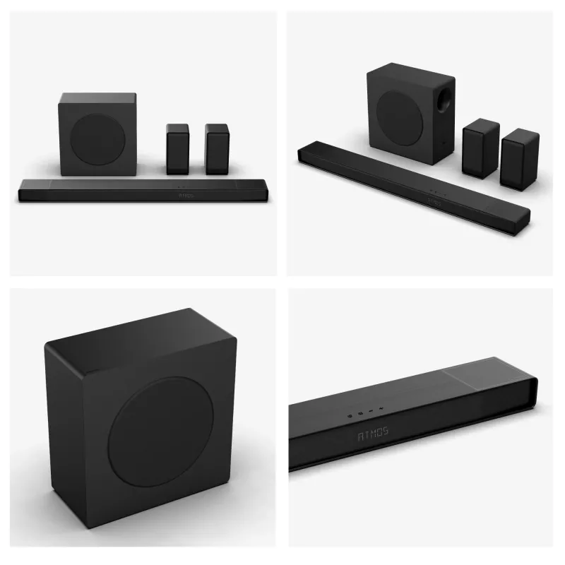 Barra de sonido Hisense AX5140Q 5.1.4 Dolby Atmos, 600 W RMS, subwoofer inalámbrico 280 W, negro