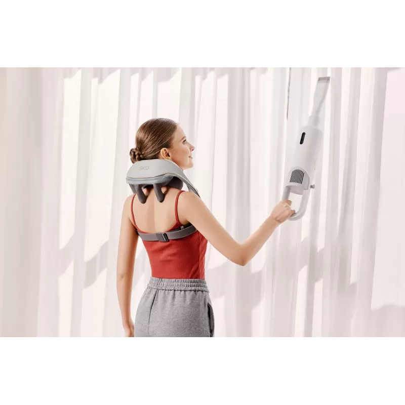 Masajeador de cuello y hombros SKG H5 Mini — compresión y vibración, batería integrada, 10 W, gris