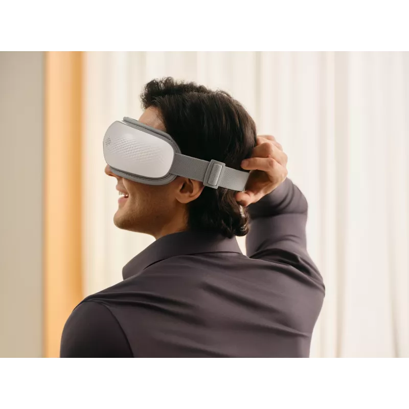 SKG ES300 - blanco, masaje por compresión, ojos, blanco, plástico, botones, pila