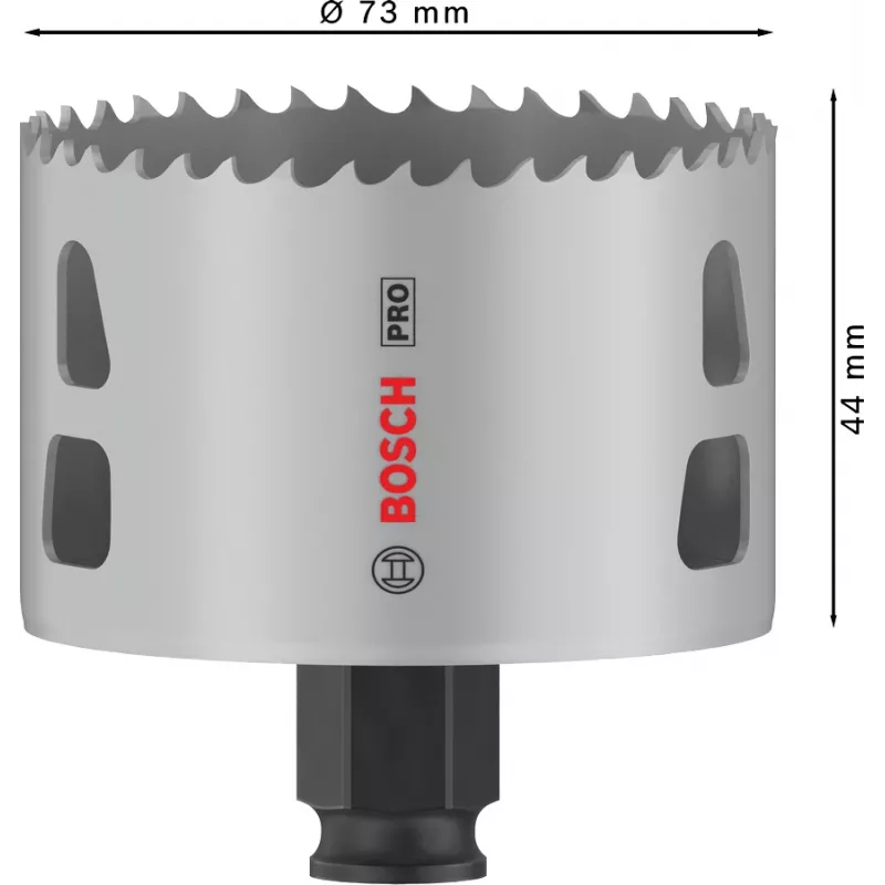 Bosch PRO Multi Material PC Plus, 44/73 mm, individual, brocas, pladur, metal, metales no férricos, plástico, madera blanda, negro, gris, acero al cobalto, acero rápido aleado con cobalto (HSS-Co)