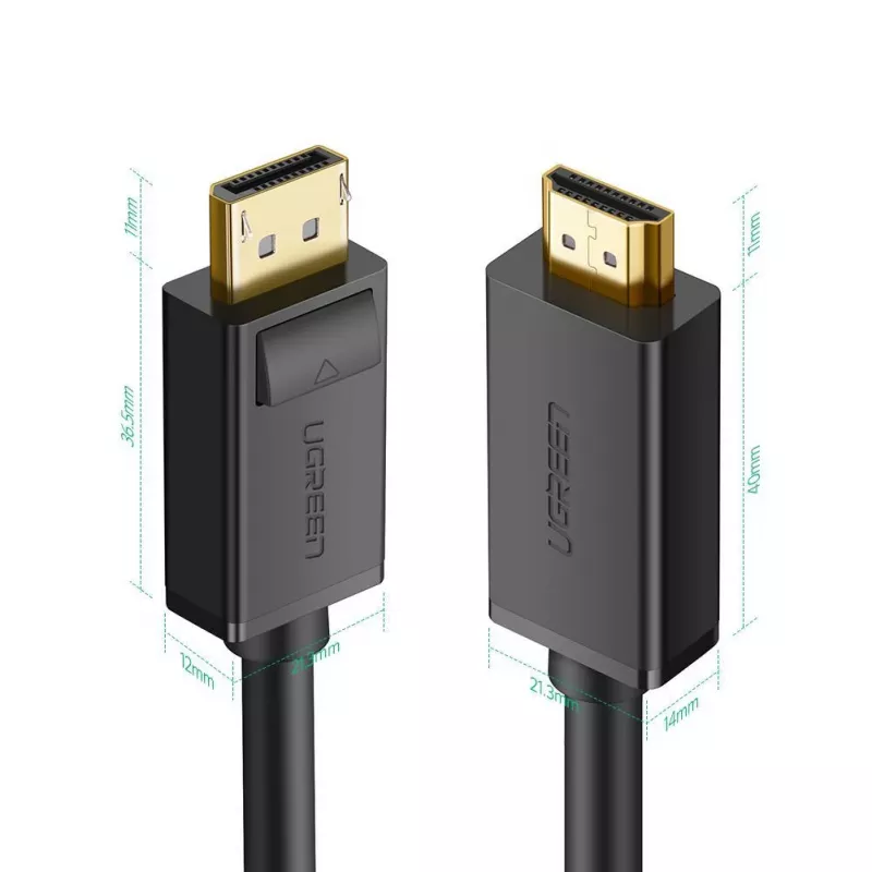 Ugreen 10202 adaptador de cable de vídeo 2 m DisplayPort HDMI negro