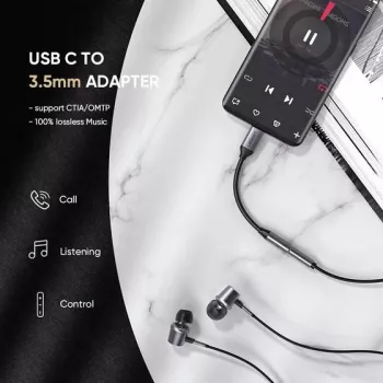 Cable para teléfono móvil Ugreen 30632 USB-C a 3,5 mm negro