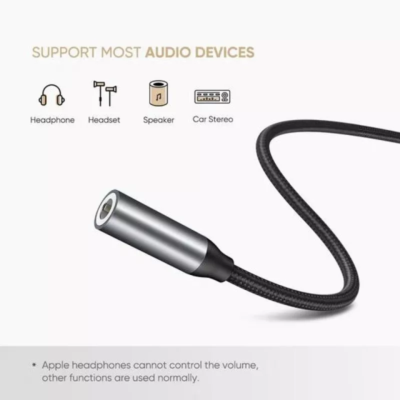 Cable para teléfono móvil Ugreen 30632 USB-C a 3,5 mm negro