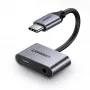 Ugreen CM193 Adaptador de audio USB-C a 3,5 mm, 2 puertos, gris