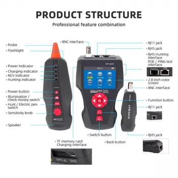 Comprobador de cables LYNX CS TLCD88 — comprobador LCD para Cat3/Cat5E/Cat6 y detección PoE