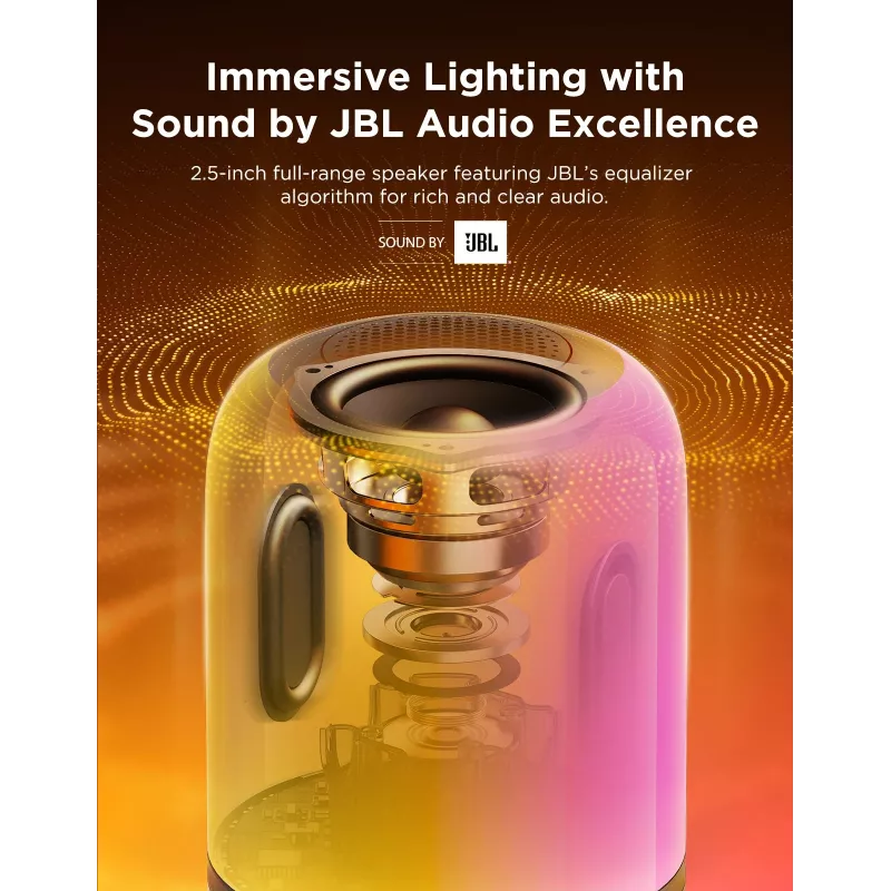 Lámpara de mesa Govee H6020 Table Lamp 2 Pro Sound by JBL — RGBIC + blanco cálido, 600 lm, Wi‑Fi y Bluetooth, 5200 mAh
