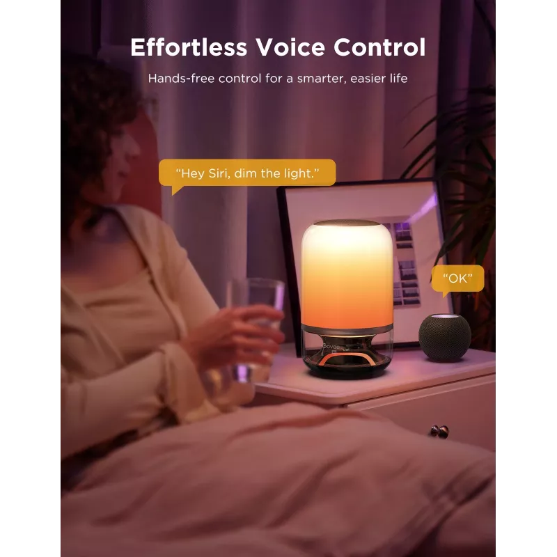 Lámpara de mesa Govee H6020 Table Lamp 2 Pro Sound by JBL — RGBIC + blanco cálido, 600 lm, Wi‑Fi y Bluetooth, 5200 mAh