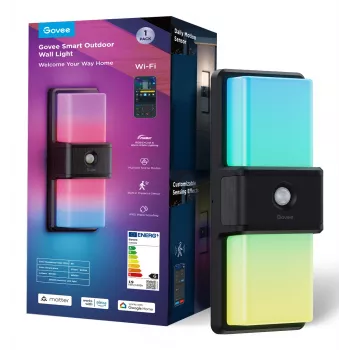 Lámpara de pared exterior Govee H7078CD1 Smart RGB cambio de color, control por WLAN/app