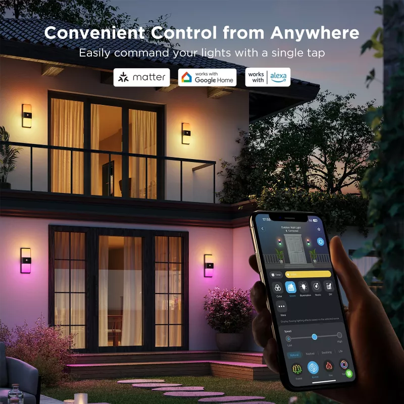 Lámpara de pared exterior Govee H7078CD1 Smart RGB cambio de color, control por WLAN/app