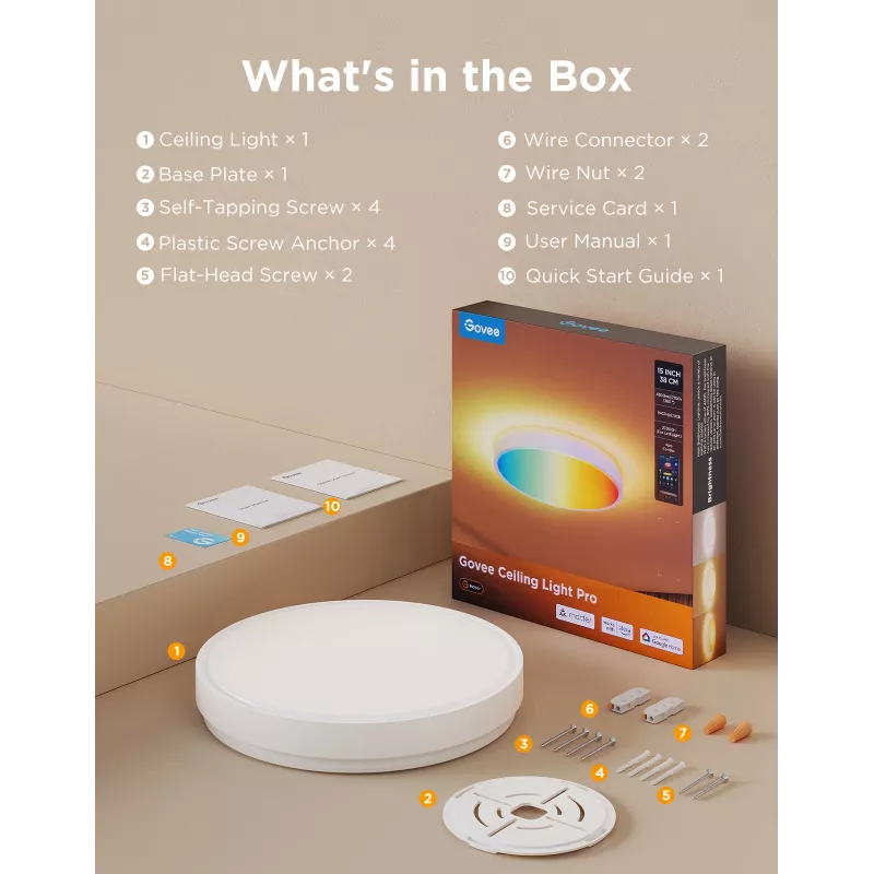 Govee H60A6 Lámpara de techo inteligente Pro RGBICWW, 38 cm