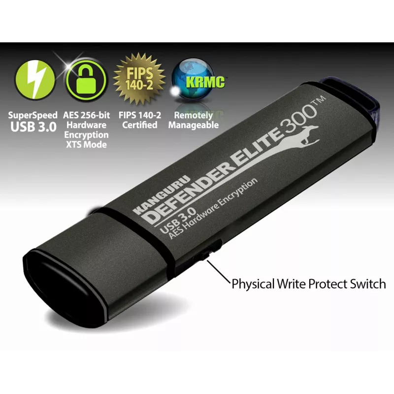 Kanguru Defender Elite 300 memoria USB 256 GB USB Type-A 3.2 Gen 1 (3.1 Gen 1) negro