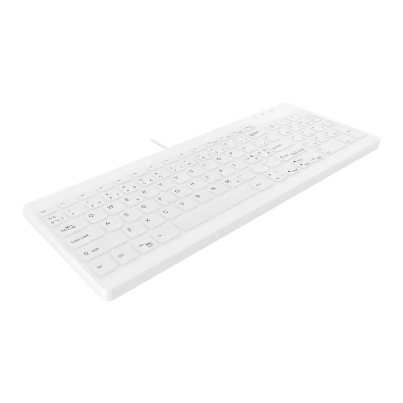Teclado médico Contour Design Active Key QuickClean C7012, blanco – lavable, superficie antimicrobiana, diseño compacto