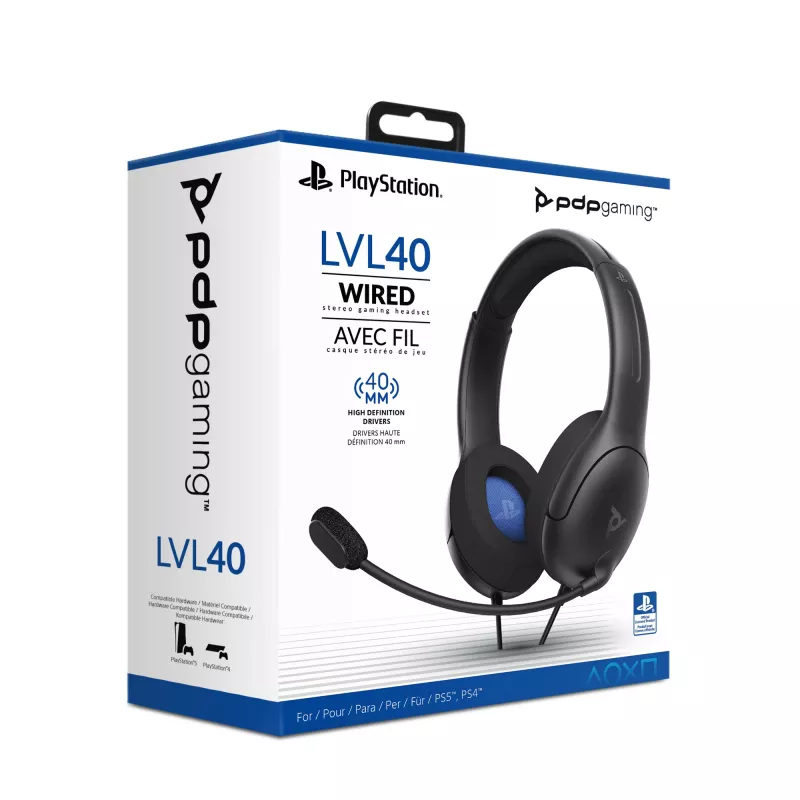 PDP LVL50 auricular con cable PS4 blanco - controladores de 50 mm, con cable, con cable, gaming, auricular, negro