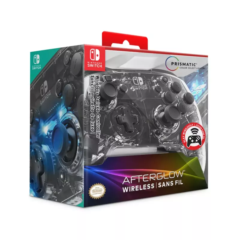 PDP Afterglow negro, transparente mando analógico / digital Nintendo Switch, Nintendo Switch Lite, Nintendo Switch OLED