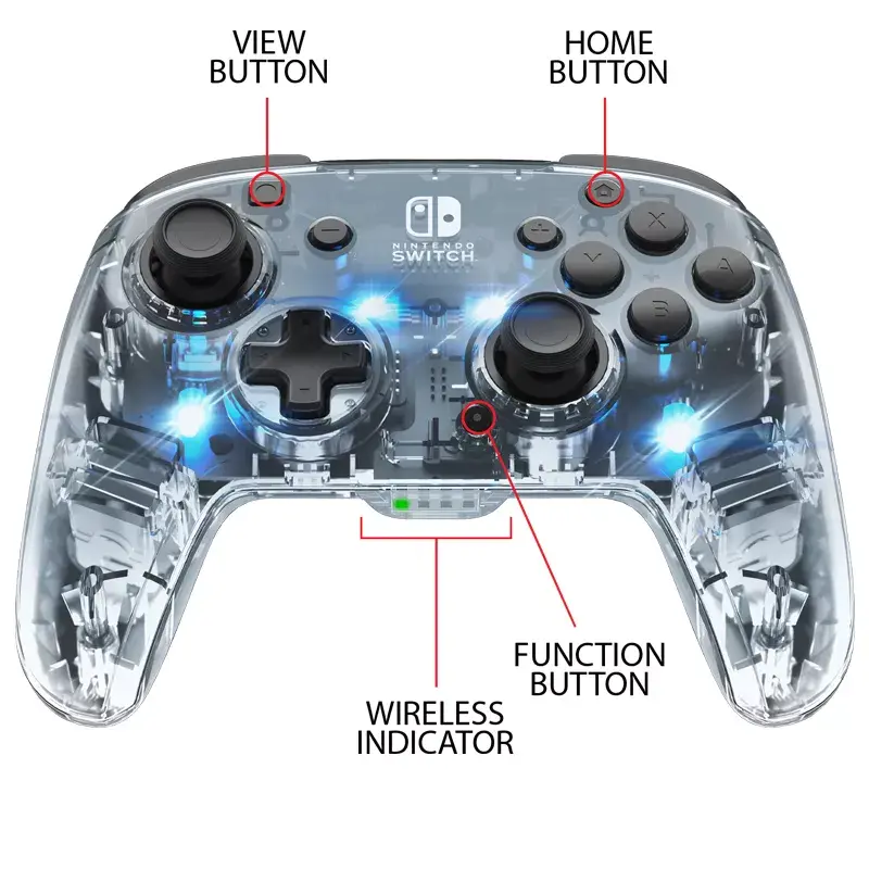 PDP Afterglow negro, transparente mando analógico / digital Nintendo Switch, Nintendo Switch Lite, Nintendo Switch OLED
