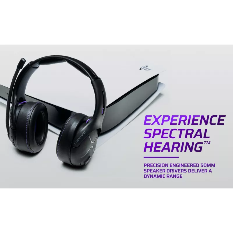 Auricular VICTRIX Gambit Wireless — con cable e inalámbrico, 20–20000 Hz, cable de 2 m, 301 g, negro/morado