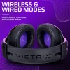 Auricular VICTRIX Gambit Wireless — con cable e inalámbrico, 20–20000 Hz, cable de 2 m, 301 g, negro/morado