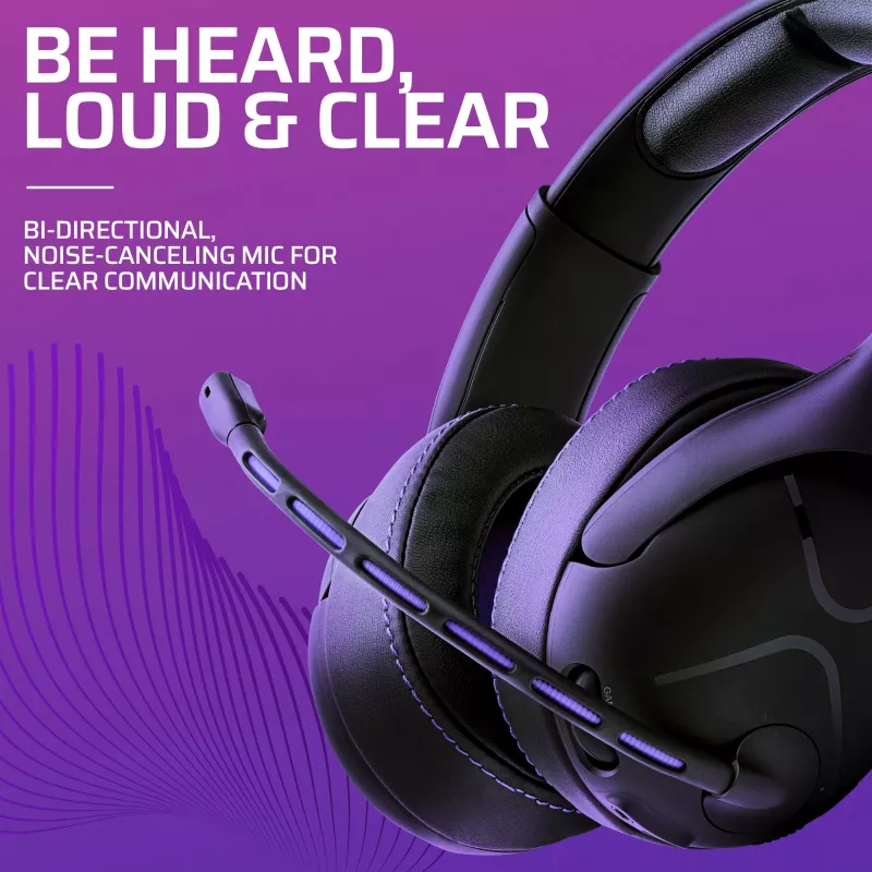 Auricular VICTRIX Gambit Wireless — con cable e inalámbrico, 20–20000 Hz, cable de 2 m, 301 g, negro/morado