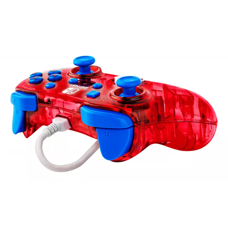 PDP Rock Candy: Mario Punch rojo, mando USB translúcido analógico/digital Nintendo Switch, Nintendo Switch Lite, Nintendo Switch OLED