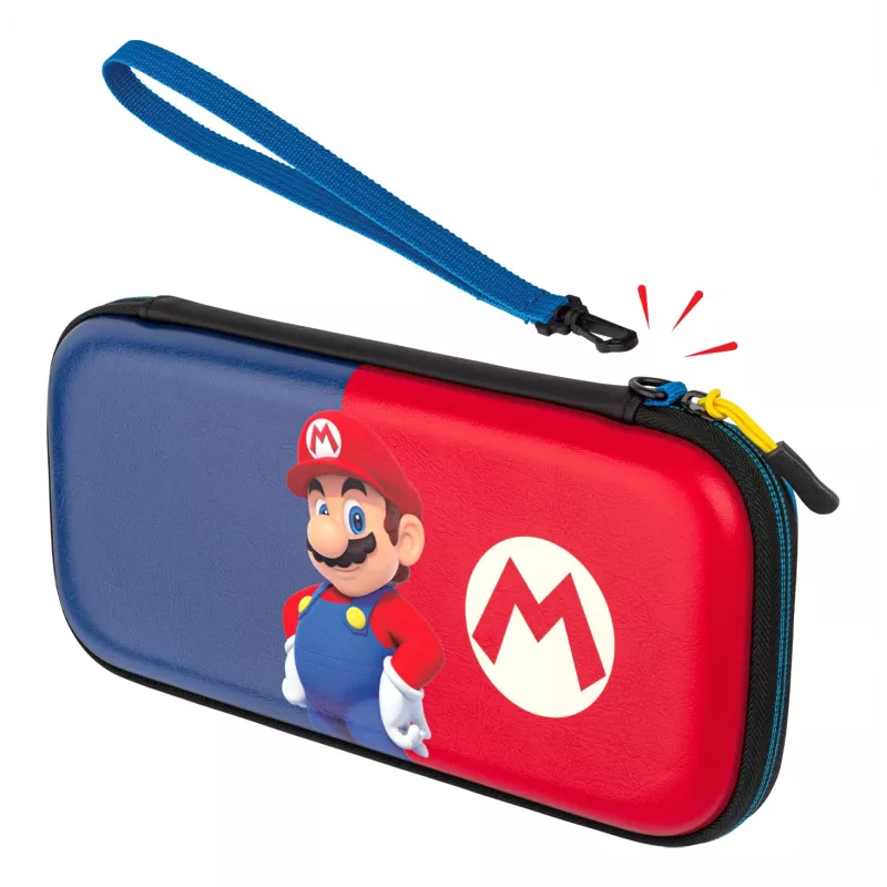 Funda rígida PDP fina Deluxe Power Pose Mario para Nintendo – azul/rojo