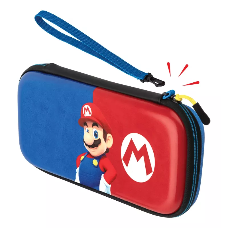 Funda rígida PDP fina Deluxe Power Pose Mario para Nintendo – azul/rojo