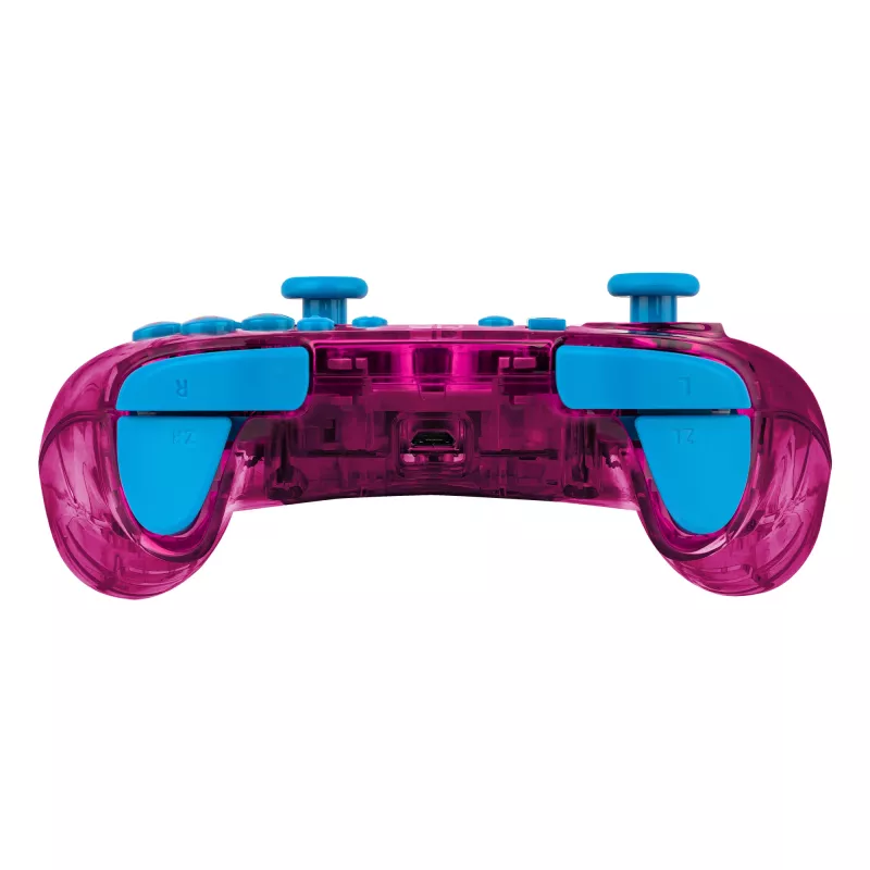 PDP Rock Candy: Bubblegum Peach rosa, mando USB translúcido analógico / digital Nintendo Switch, Nintendo Switch Lite, Nintendo Switch OLED