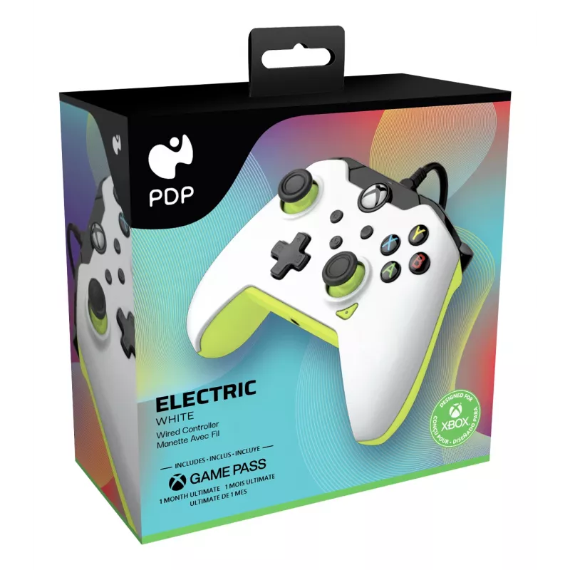 PDP mando con cable: Electric White - Xbox Series X|S, Xbox One, Xbox, Windows 10/11