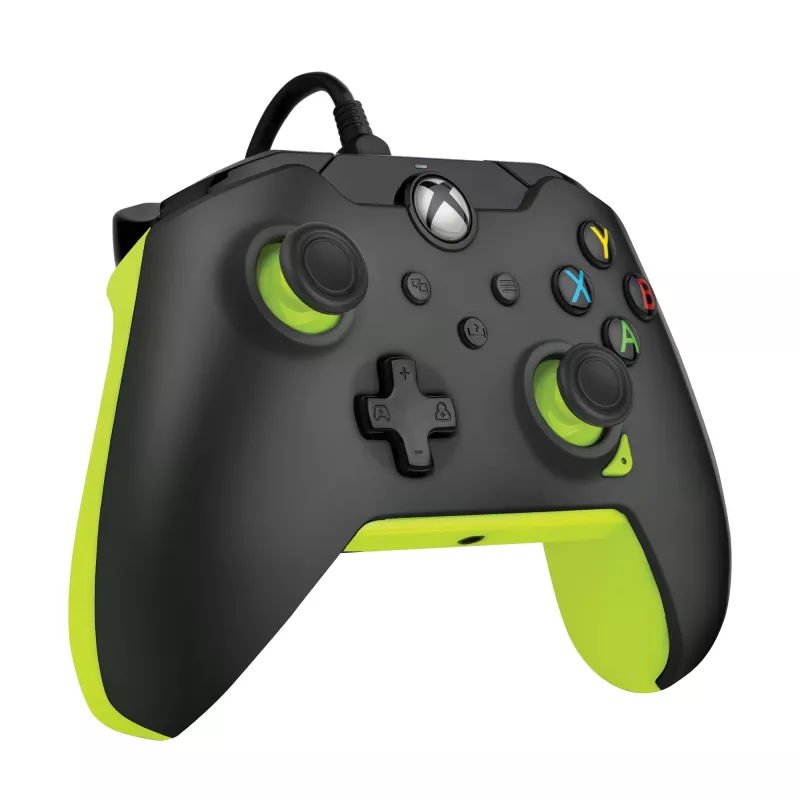 Mando con cable PDP Electric negro para Xbox Series X|S, Xbox One y Windows – USB-C, cable de 2,43 m, D-Pad, botones Menú/Compartir/Vista