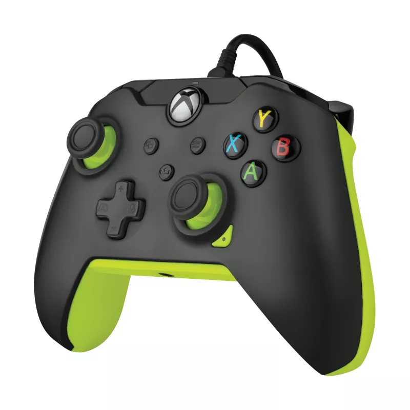 Mando con cable PDP Electric negro para Xbox Series X|S, Xbox One y Windows – USB-C, cable de 2,43 m, D-Pad, botones Menú/Compartir/Vista