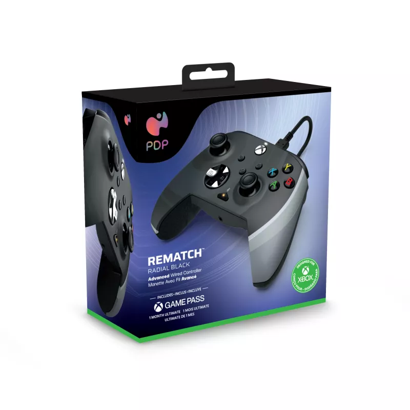 Mando USB analógico PDP Rematch negro, blanco para PC, Xbox One, Xbox Series S, Xbox Series X