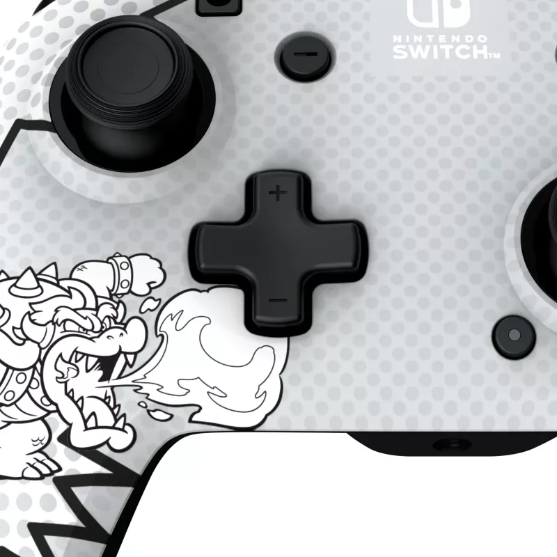 PDP REMATCH: Comic Attack negro, gris, blanco mando USB analógico/digital para Nintendo Switch, Nintendo Switch OLED
