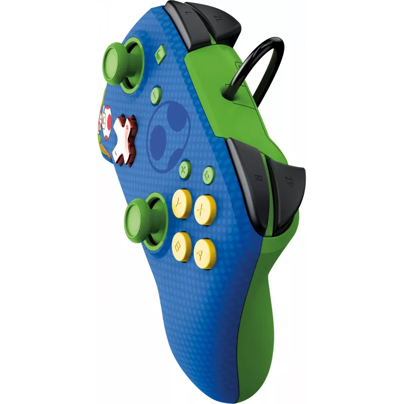 Mando con cable PDP REMATCH: Yoshi & Toad, mando para Nintendo Switch, Nintendo Switch OLED, D-pad, botón Home, analógico/digital, con cable, USB