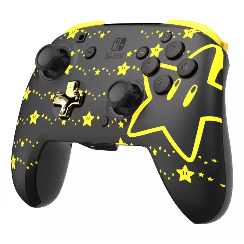PDP REMATCH GLOW negro, amarillo mando analógico/digital para Nintendo Switch, Nintendo Switch OLED