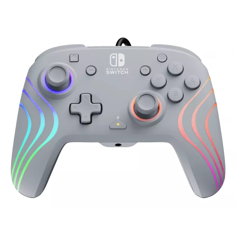 Mando USB analógico/digital PDP Afterglow Wave gris para Nintendo Switch, Nintendo Switch OLED