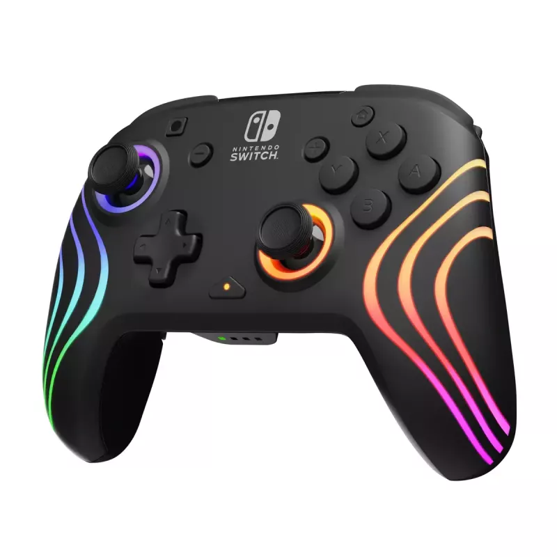 Mando USB analógico/digital PDP Afterglow Wave negro para Nintendo Switch, Nintendo Switch Lite, Nintendo Switch OLED