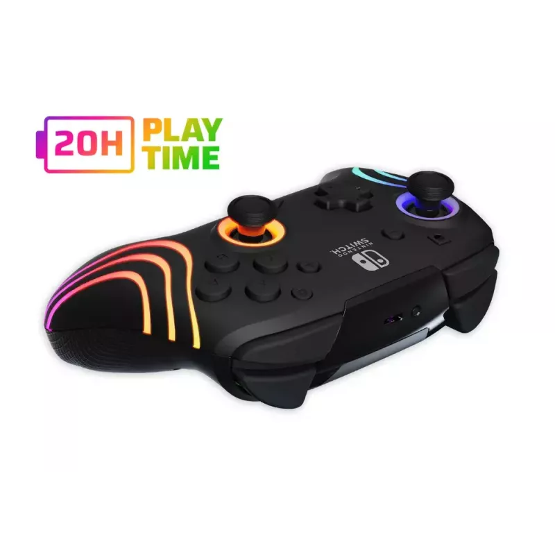 Mando USB analógico/digital PDP Afterglow Wave negro para Nintendo Switch, Nintendo Switch Lite, Nintendo Switch OLED